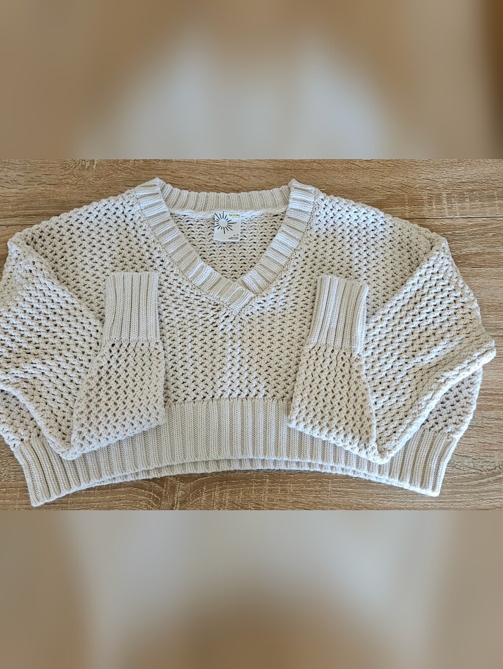 aerie Offline By Aerie White Textured V-Neck Cropped Women's Sweater